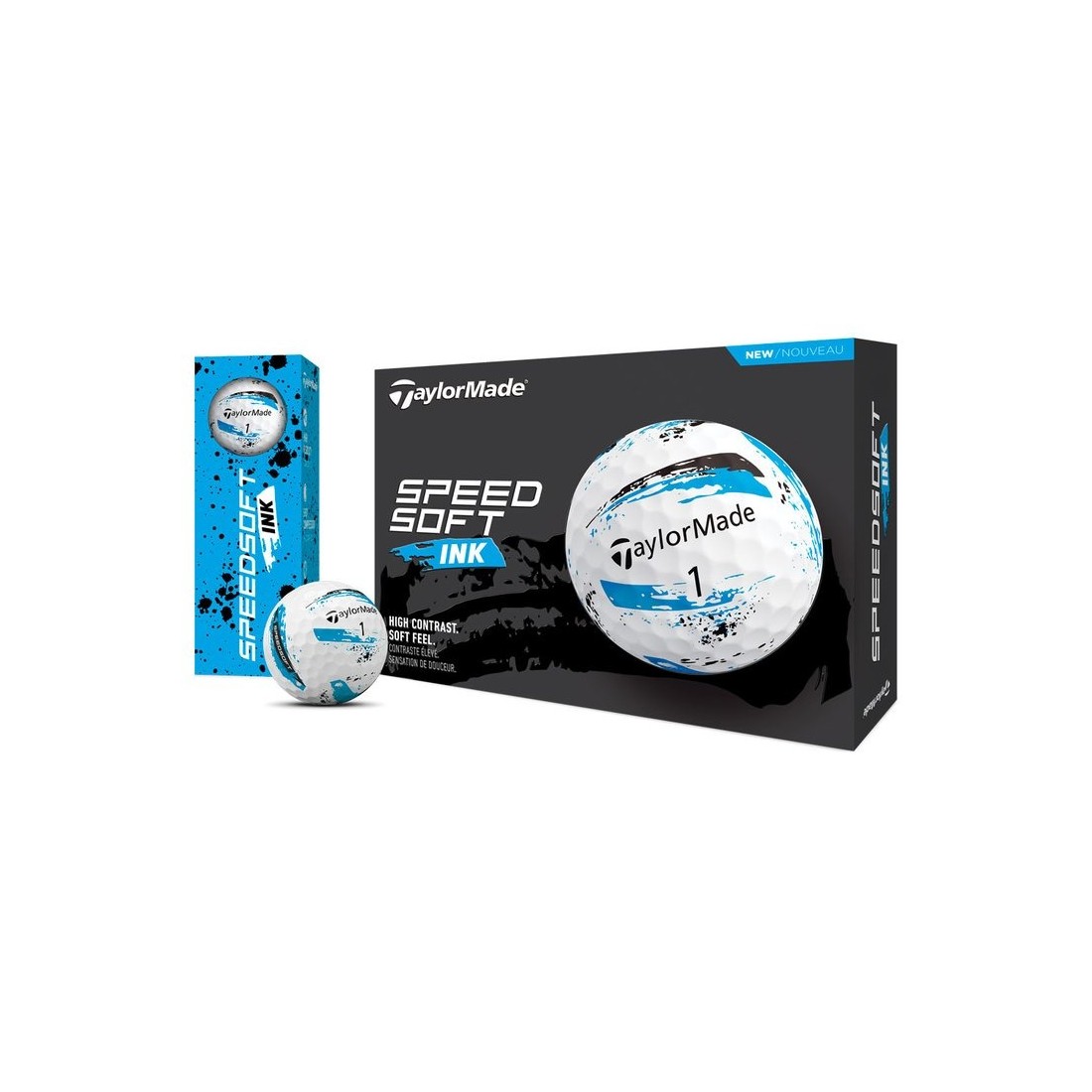 Taylormade balles SpeedSoft Ink Bleu vue boites