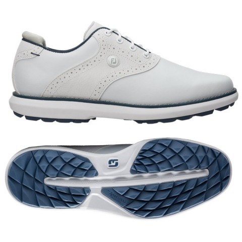 Footjoy chaussures Traditions White/Blue/Grey vue coté + semelle