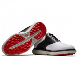 Footjoy chaussures Traditions SL White/Black/Grey Wide vue paire + semelle